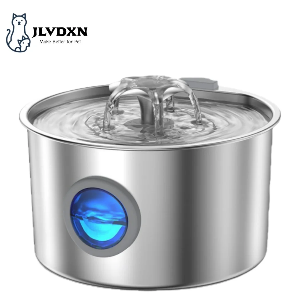 

3.2L Ultra Quiet Stainless Steel Cat Water Fountain with Flower Spout Dispenser and Water Level Window for Cats And Dogs Indoor