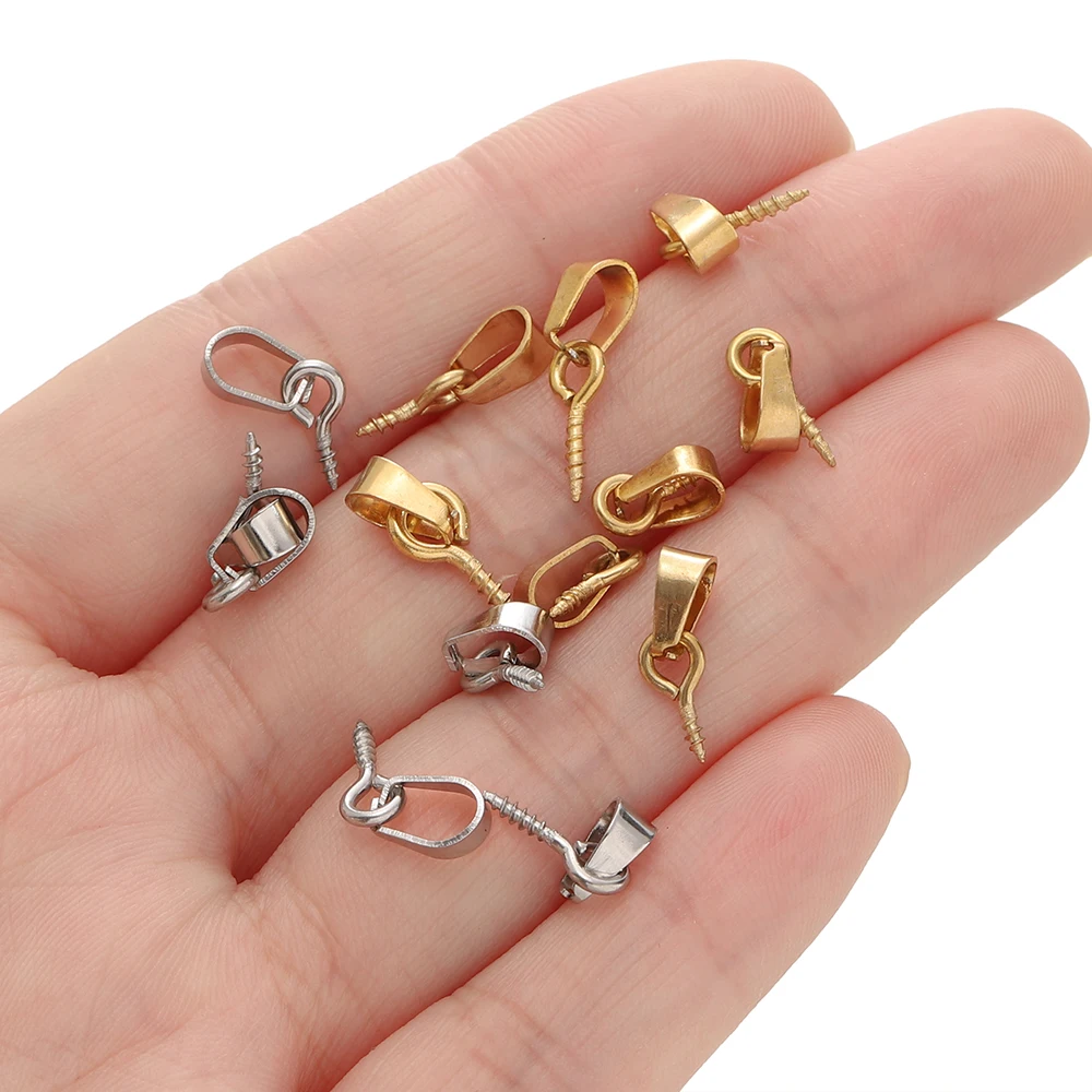 20 قطعة/الوحدة الفولاذ المقاوم للصدأ المسمار العين دبابيس الكفالة العلوي حفر الخرز قلادة موصلات DIY بها بنفسك صنع المجوهرات
