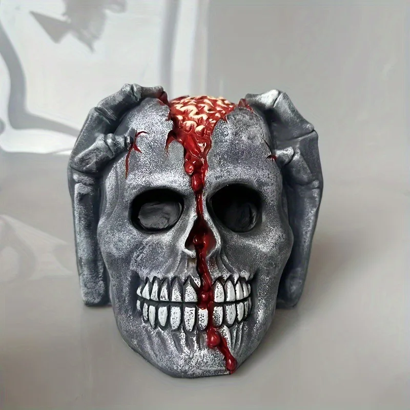 New Skull Statue Halloween Decoration Split Skull Holiday Ornaments  Living Room Desk Accessories Halloween Party Supplies