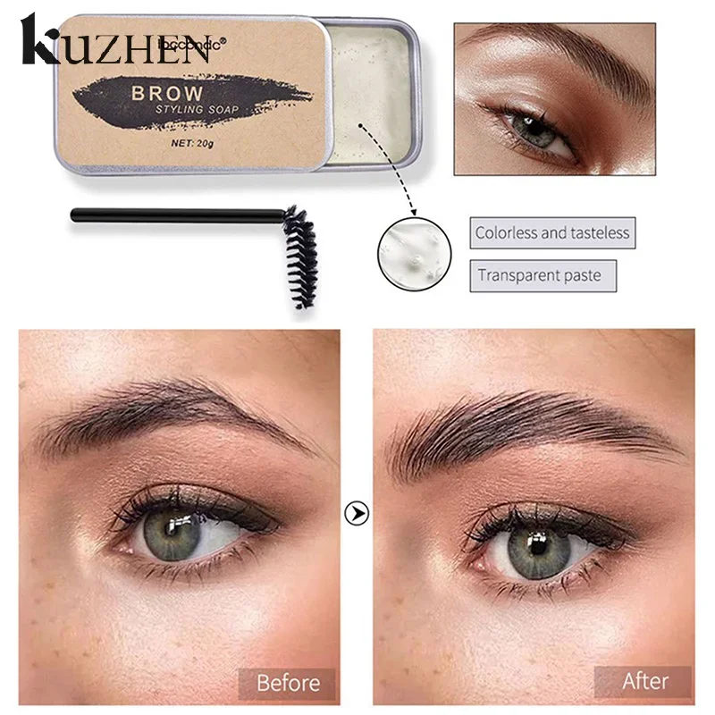 1 pz naturale trasparente pomata sopracciglio styling sapone sopracciglia gel cera fissatore con pennello trucco per le donne cosmetici per sopracciglia