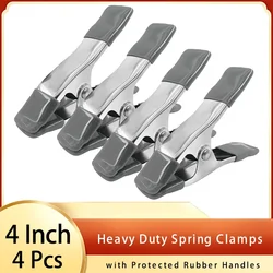 4 Pcs Metal Spring Clamp Heavy Duty Spring Clamps Set 4Pcs Woodworking Spring Clamps with Protected Rubber Handles and Tips