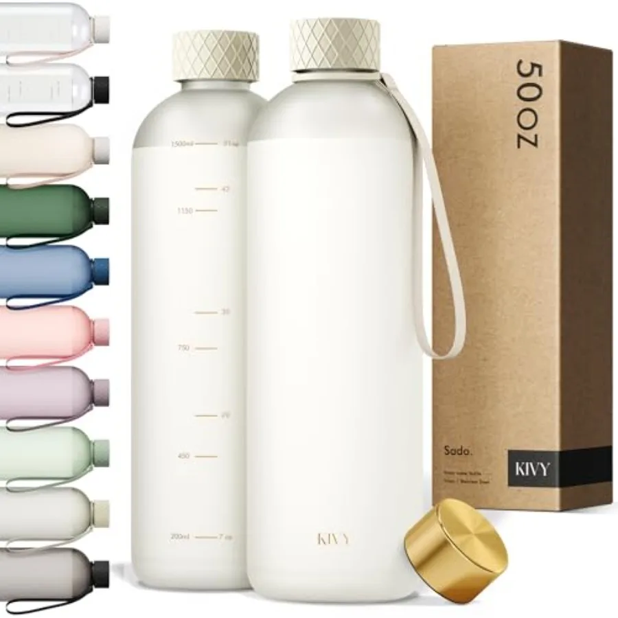 

Large Water Bottle [Lightweight and Shatterproof] Fits Backpack and Cupholder for Travel Sports School - Extra large water bott