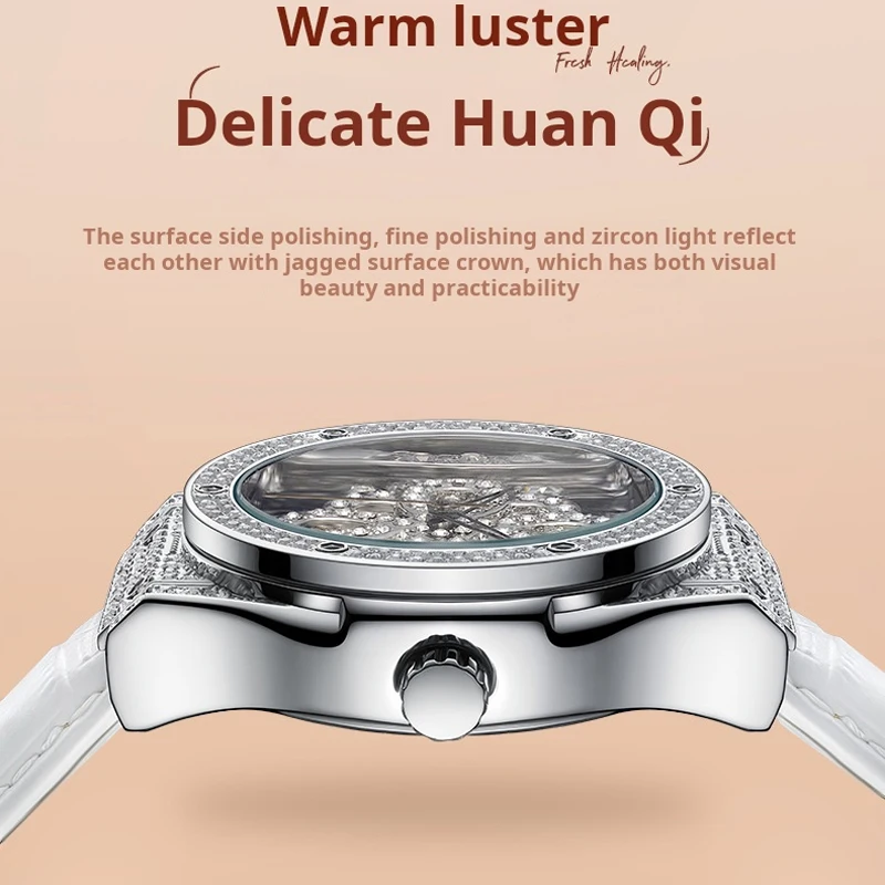 Mark Fairwhale Rotation Hollow Diamond Women Watch Leather Strap Waterproof Luxury Brand Wristwatch Fashion Elegant Ladies Watch