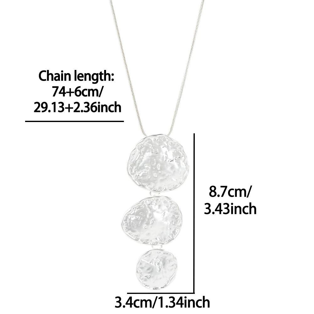 قلادة طويلة مستديرة هندسية كبيرة قلادة أنيقة مكتنزة الأفعى سترة سلسلة المرأة مجوهرات الأزياء للنساء أمي هدية الكريسماس #3