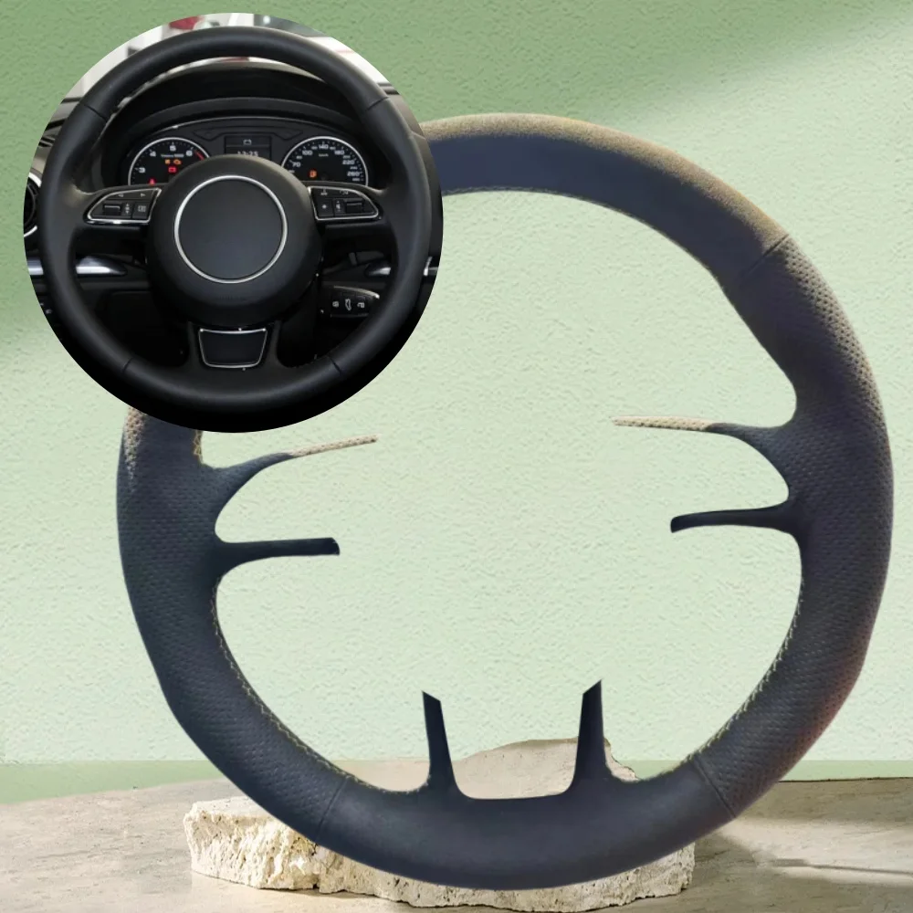 Customized Car Steering Wheel Braid Cover For Audi A3 A4 A5 A6 A7 Allroad RS S6 S7 S8 Hand Sewing Anti Slip Suede Leather