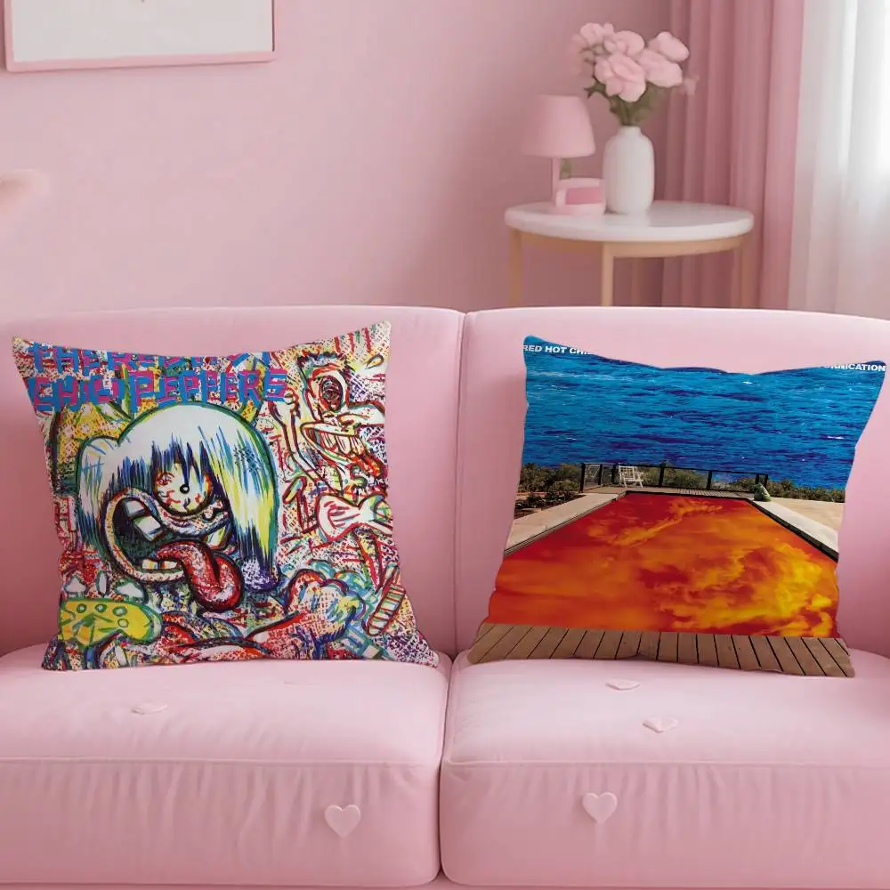 Red Hot Chili P-Peppers Band Pillow Case Anti-dustmite Pillowcase Invisible Zipper Silky Short Plush Sofa Cushion Cover