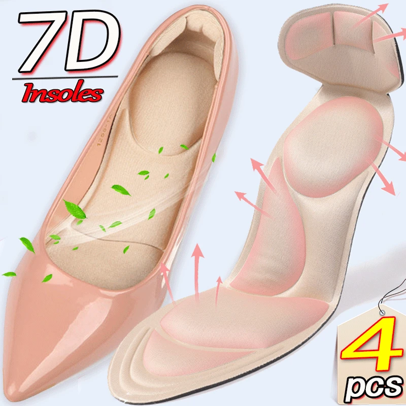 

2Pairs 7D Soft Memory Foam Insole Pad Inserts Heel Post Back Breathable Anti-slip for Women High Heel Shoe Arch Support Insoles