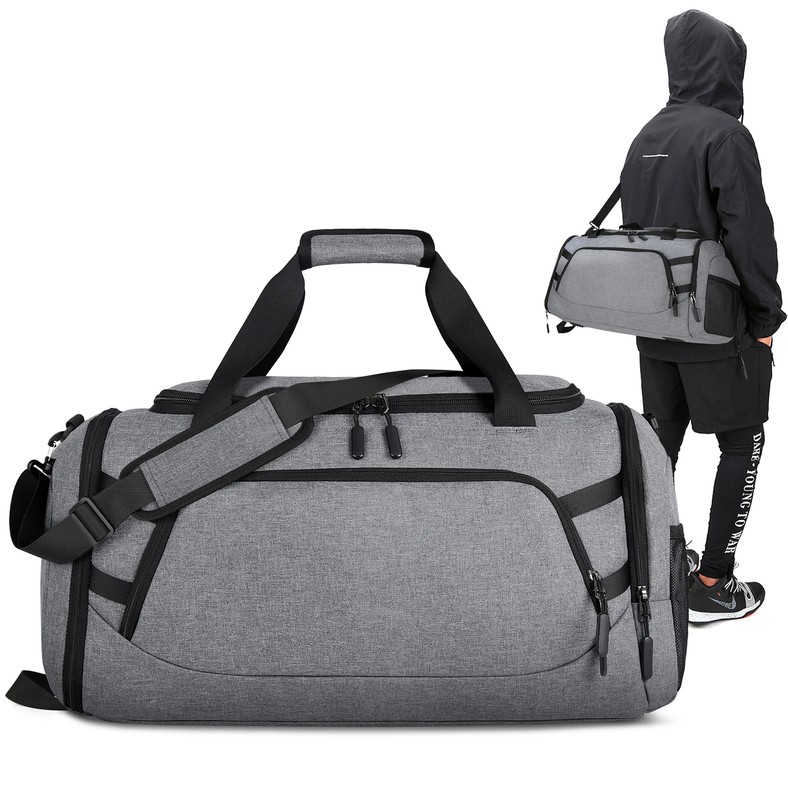 

Gym Duffle Bag Waterproof Sports Bags Travel Duffel Bags with Shoe Compartment Large Weekender Overnight Bag for Women and Men