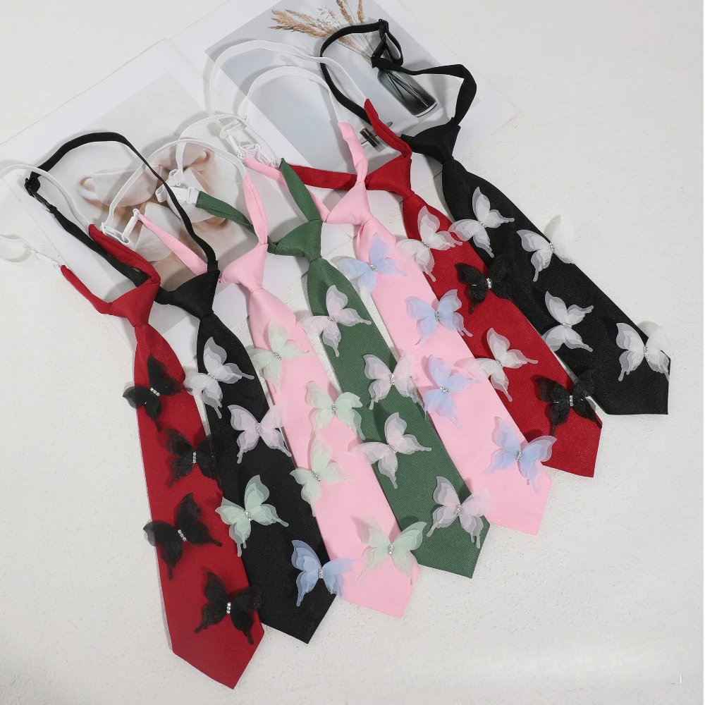

FashionButterfly Solid Color JK Bow Tie College Style Shirt Necktie for Women Blouse Easy Wear School Uniform Accessories