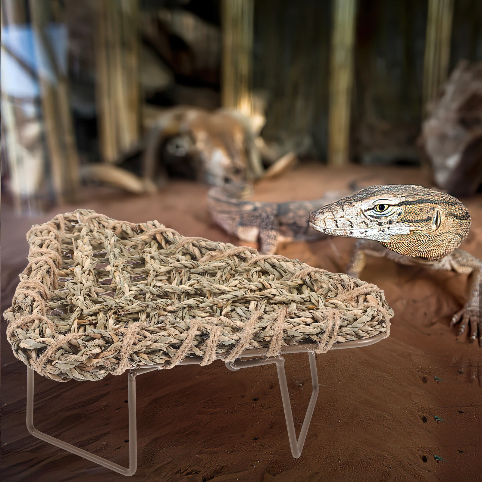 

Lizard Lounger Bed Bearded Dragon Reptile Pet Bedding Straw Plaything Supplies Resting Mat Animal Lounger Accessories