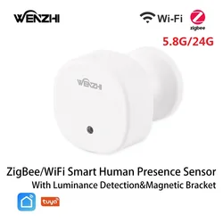 ZigBee WiFi MmWave Sensor de Pressão Humana, Movimento Radar, Detecção de Movimento Corporal, Iluminação, Tuya Smart Life, Home Assistant