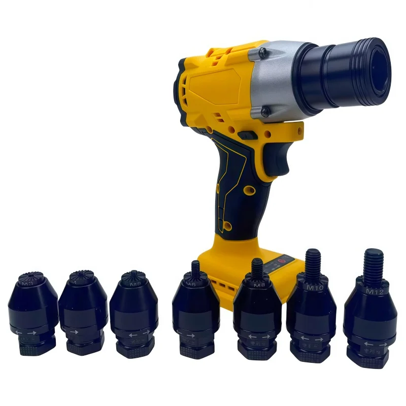 Brushless Cordless Rivet Nut Gun for DeWalt 20V Battery Electric Nut Riveter Kit with 6 Mandrels for Sheet