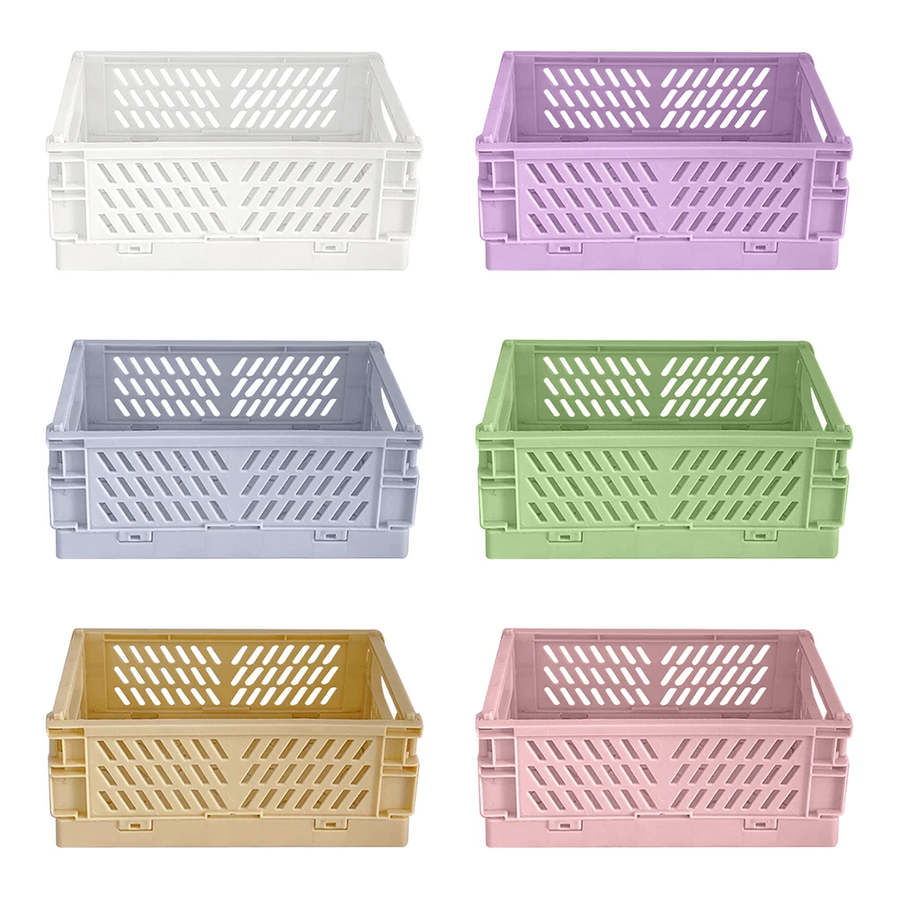 Hollow Folding Storage Baskets Case Space-saving Student Desktop Basket Organizer Tape Stationery Plastic Container Storage Box