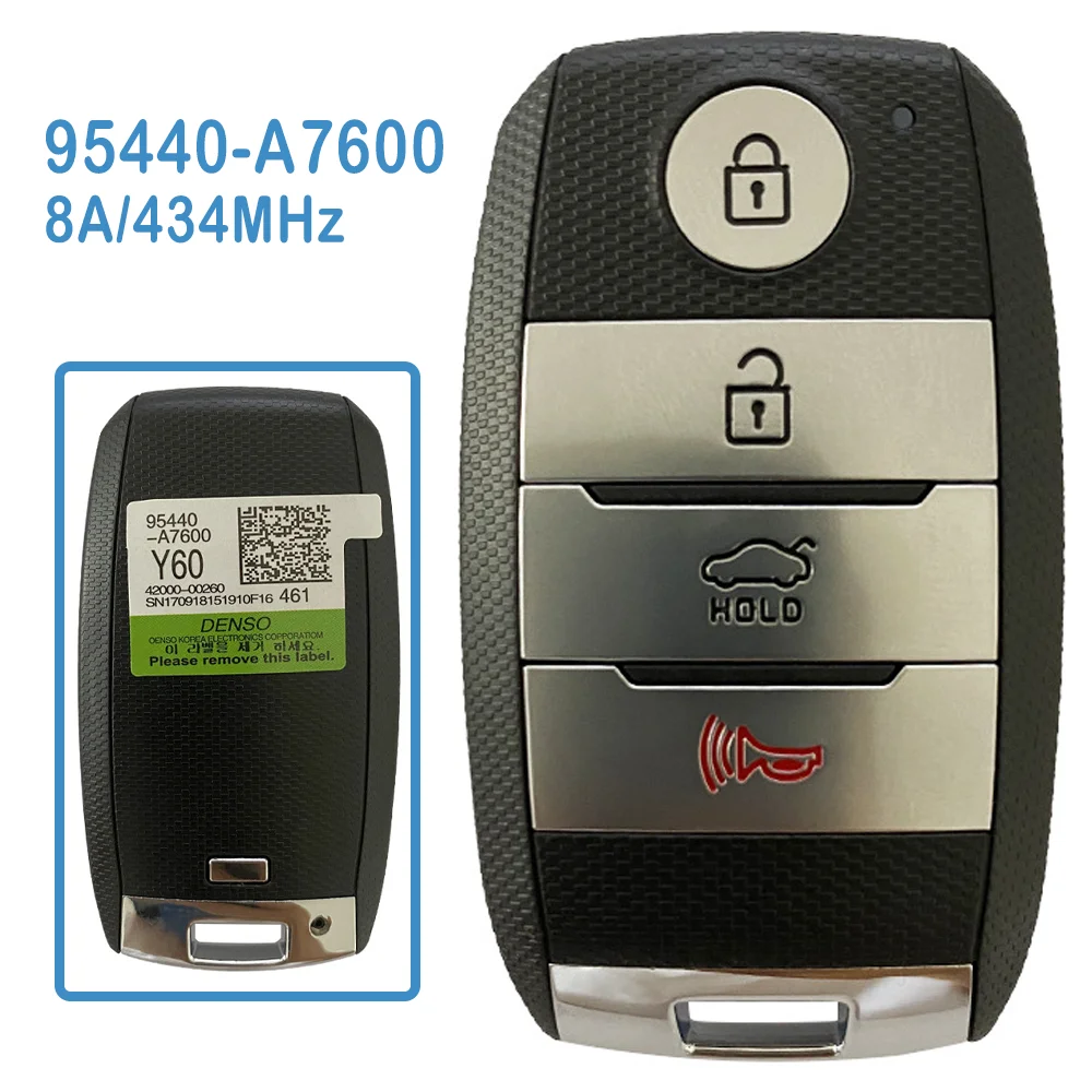 

95440-A7600 Auto Smart Remote 4 Buttons FSK 433.92MHz 8A Chip CQOFN00100 Car Keyless Go Fob For KIA Forte 2017 2018