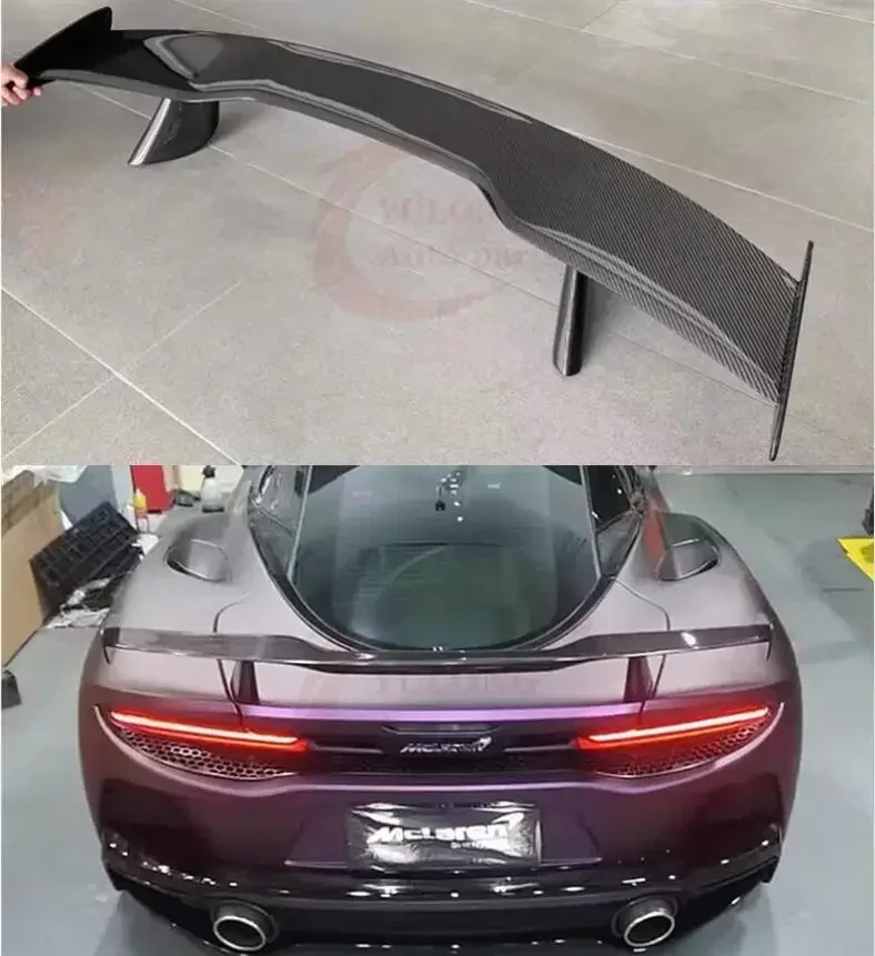 DRY CARBON FIBER REAR WING TRUNK LIP TAIL WITH FLAP SPOILER FOR McLaren GT 2019 2020 2021 2022 2023 Mo Style