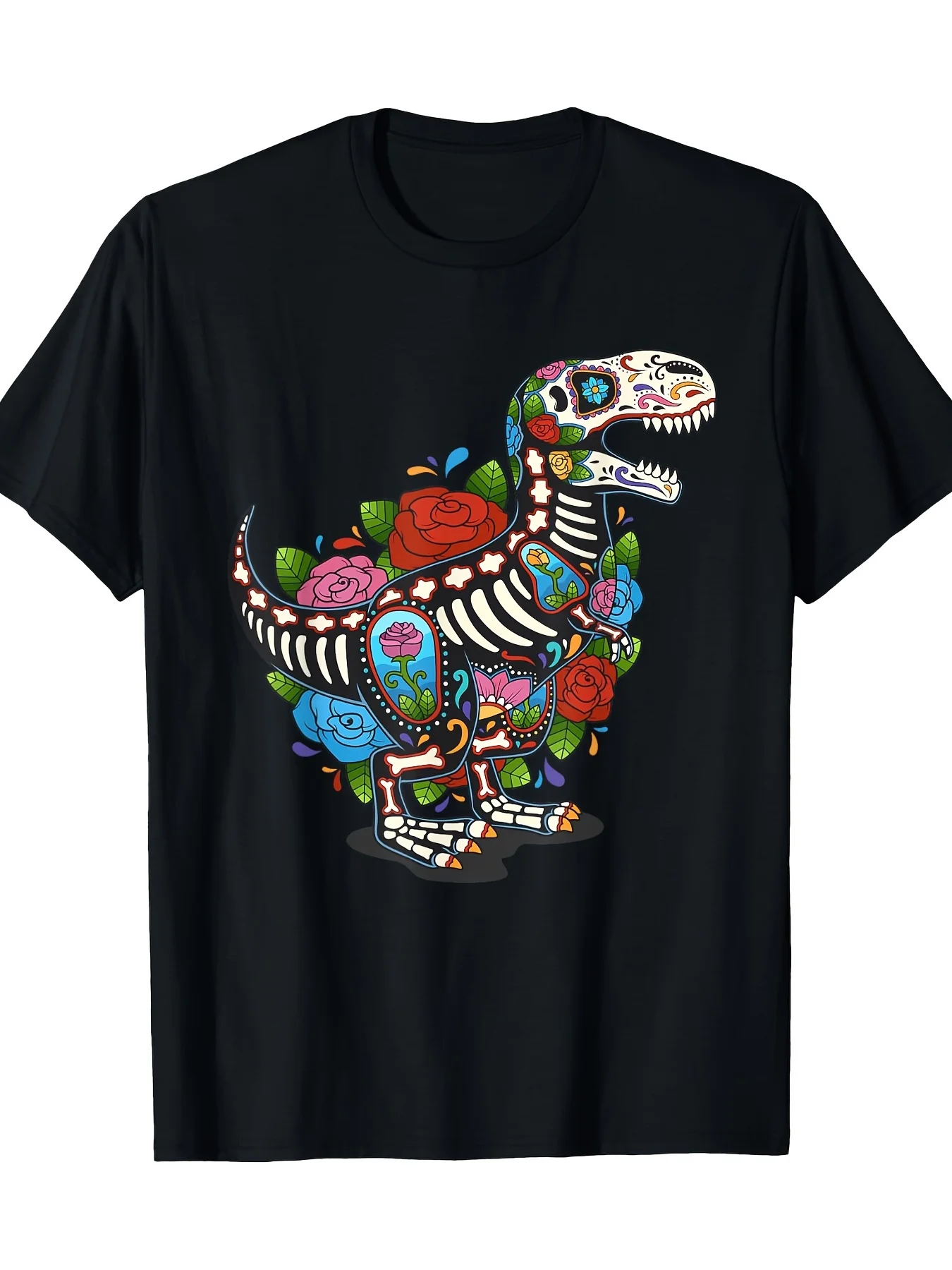 

Мужская футболка: T-Rex Динозавр Сахарный Череп День Мертвых Калавера Дизайн из Мексики