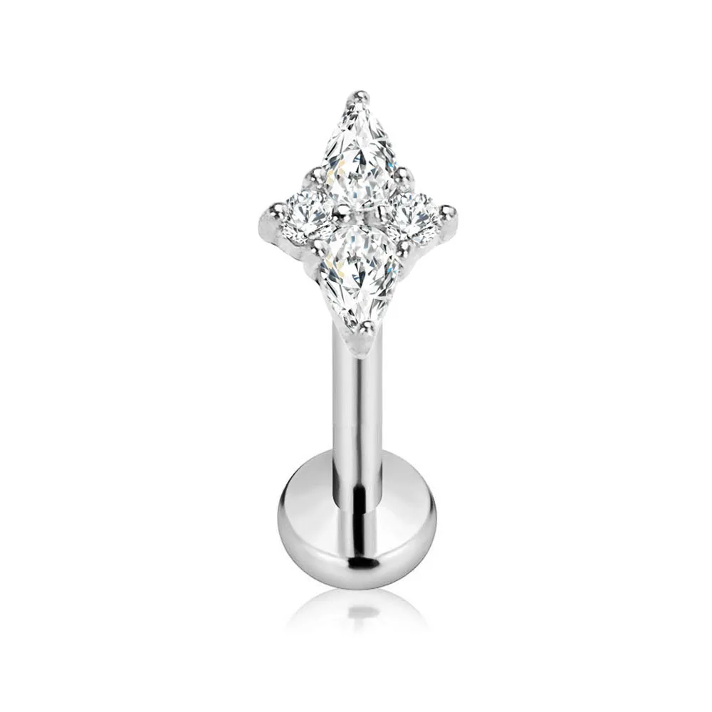 G23 Titanium Star Teardrop Threadless Piercing Earring Pin