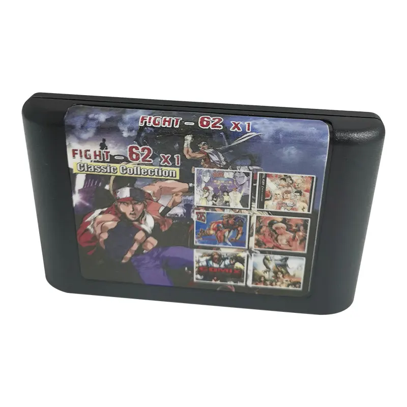 16 BIT MD Game Card - Fight 62 in 1 Genesis Multicart Cartridge For Classic Mega Drive Original Console | Region Free