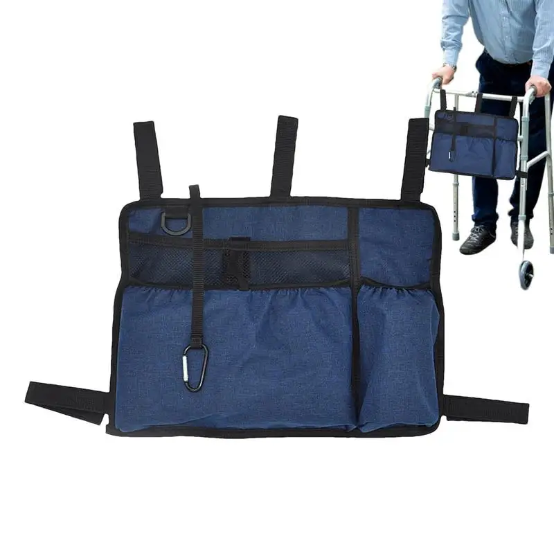 Wheelchair Bags Side Pocket Organizer Wheelchair Pouch Multi-Pocket Walkers Travel Bag Stable Attachment Holds Electronic