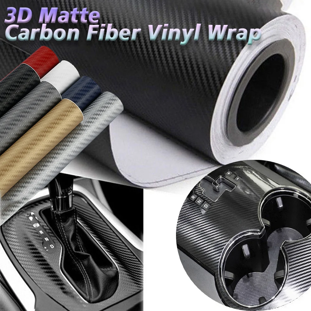 3D Matte Carbon Fiber Vinyl Wrap Self Adhesive Car Vinyl Sticker DIY Decals Flexible Material 3D Dry Carbon Fiber Vinyl Wrap