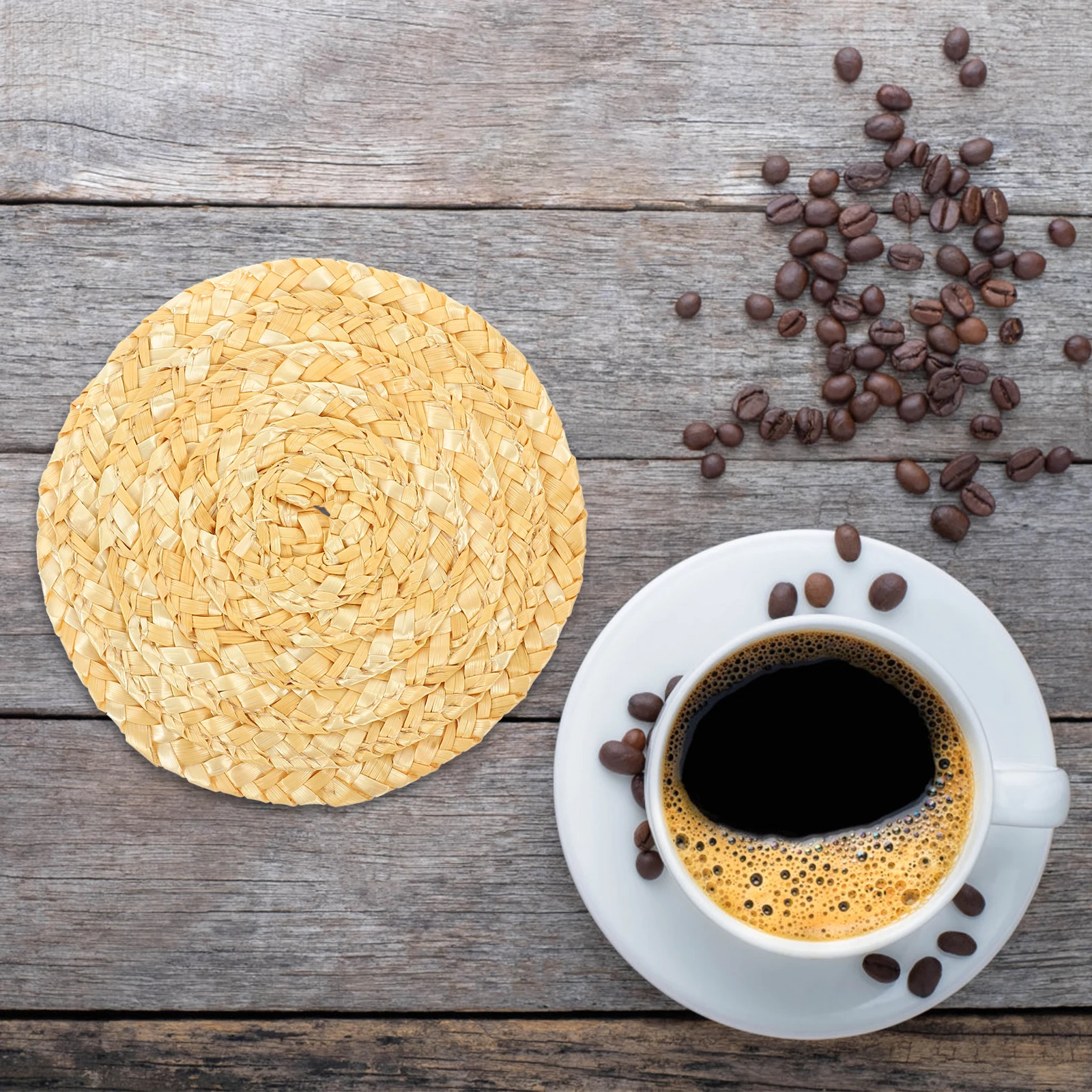 

6 Pcs Straw Coaster H Woven Rustic Protect Kitchen Tabletop Scalding Decor Accessories Home Party Dining Gifts