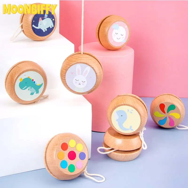 

Children Yoyo Ball Cute Animal Prints Wooden Yoyo Toys Elephant Dinosaur Rabbit Toys Kids Yo-Yo Creative Toys for Children