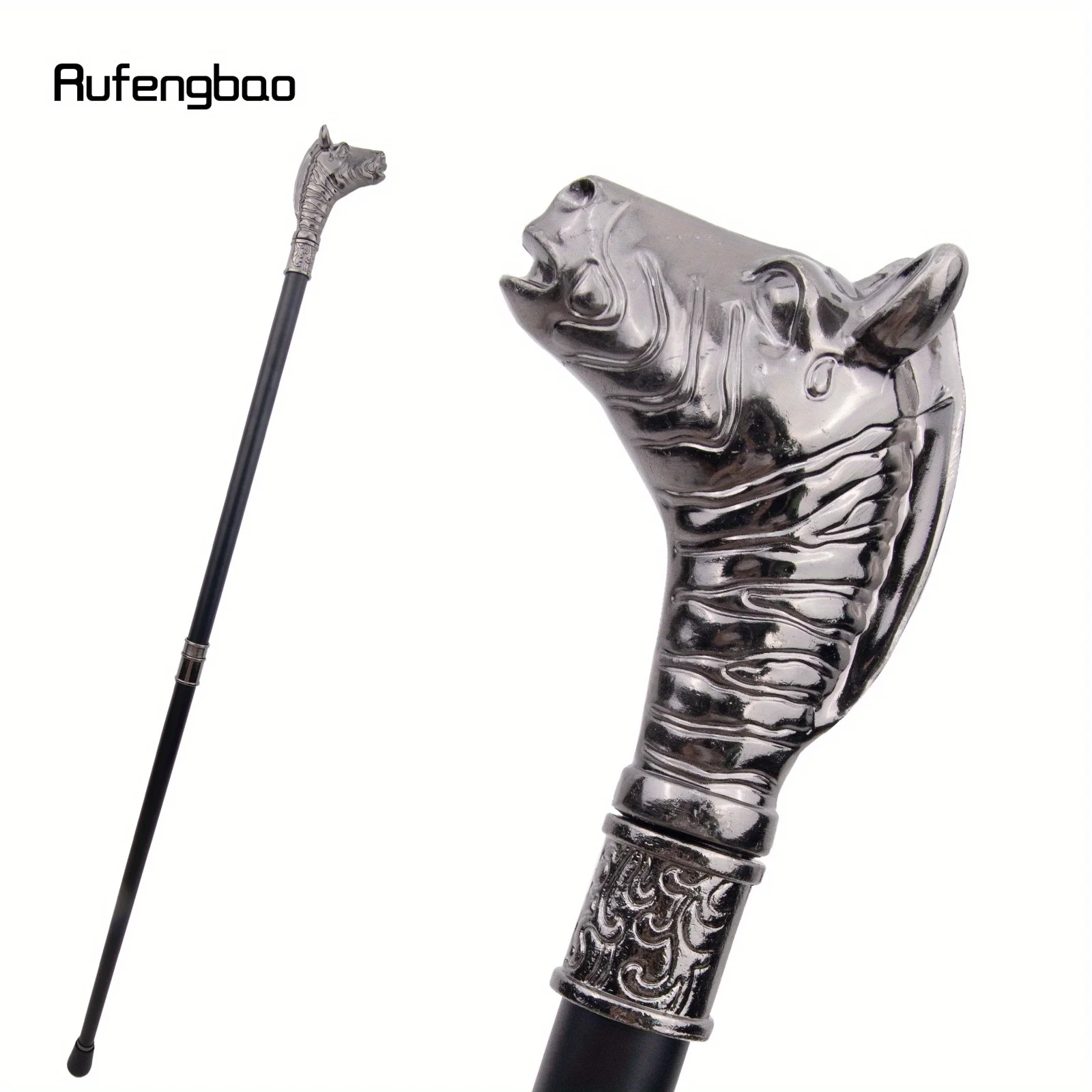 Silver Zebra Horse Head Animal Fashion Stick Decorative Cospaly Vintage  Fashionable Cane Crosier 93cm Performance Stage Cane