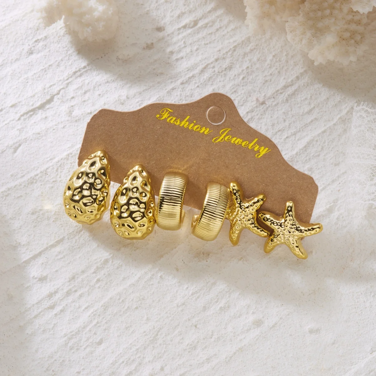 Bohemian Seestern Lava Wassertropfen CCB Ohrstecker-Set für Damen und Herren Muschel C-förmige Ohrringe Sommerurlaub Party Schmuck – Detail 14