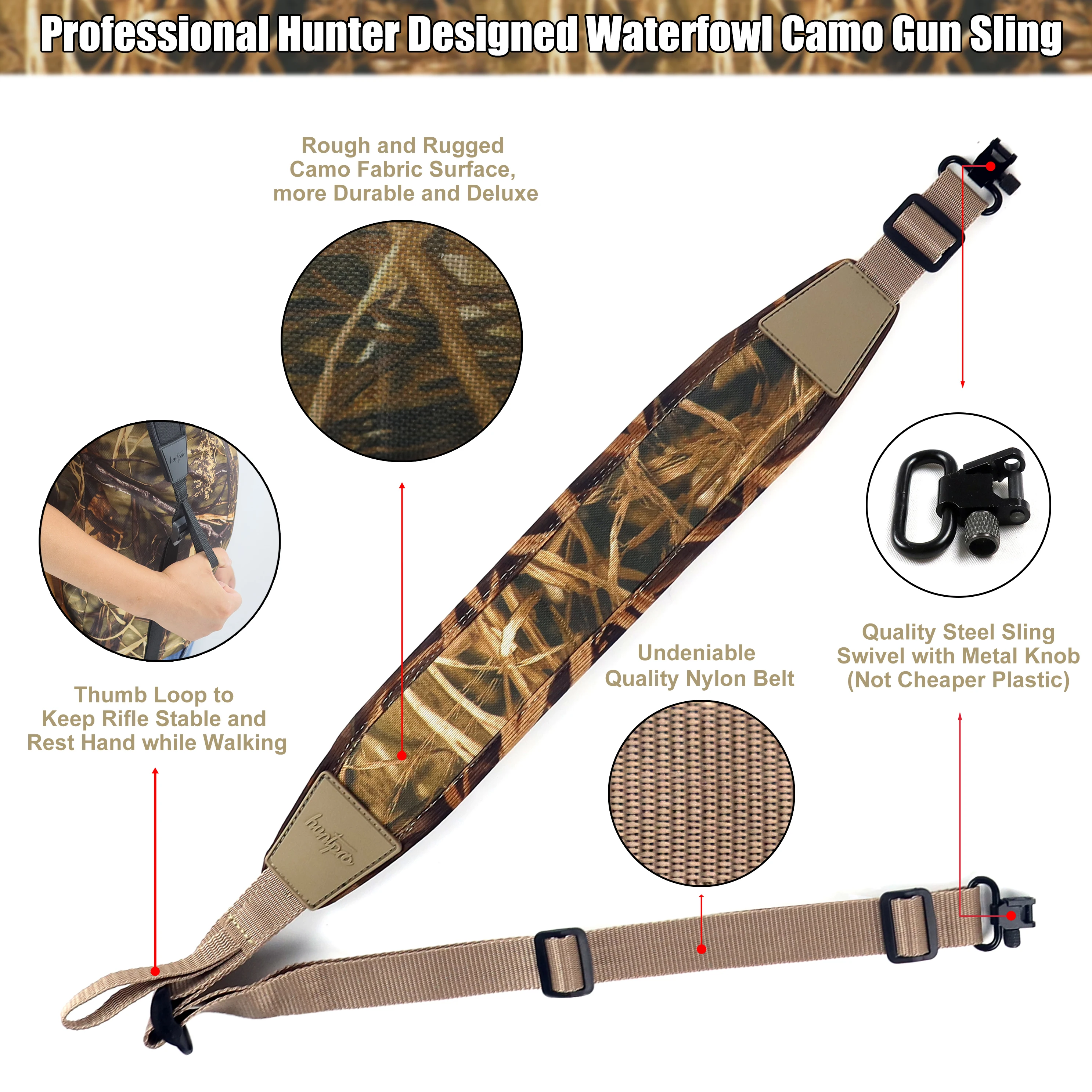 Tactical 2 Point Gun Sling Hun - Rifle Sling Swivel ulasan dan harga