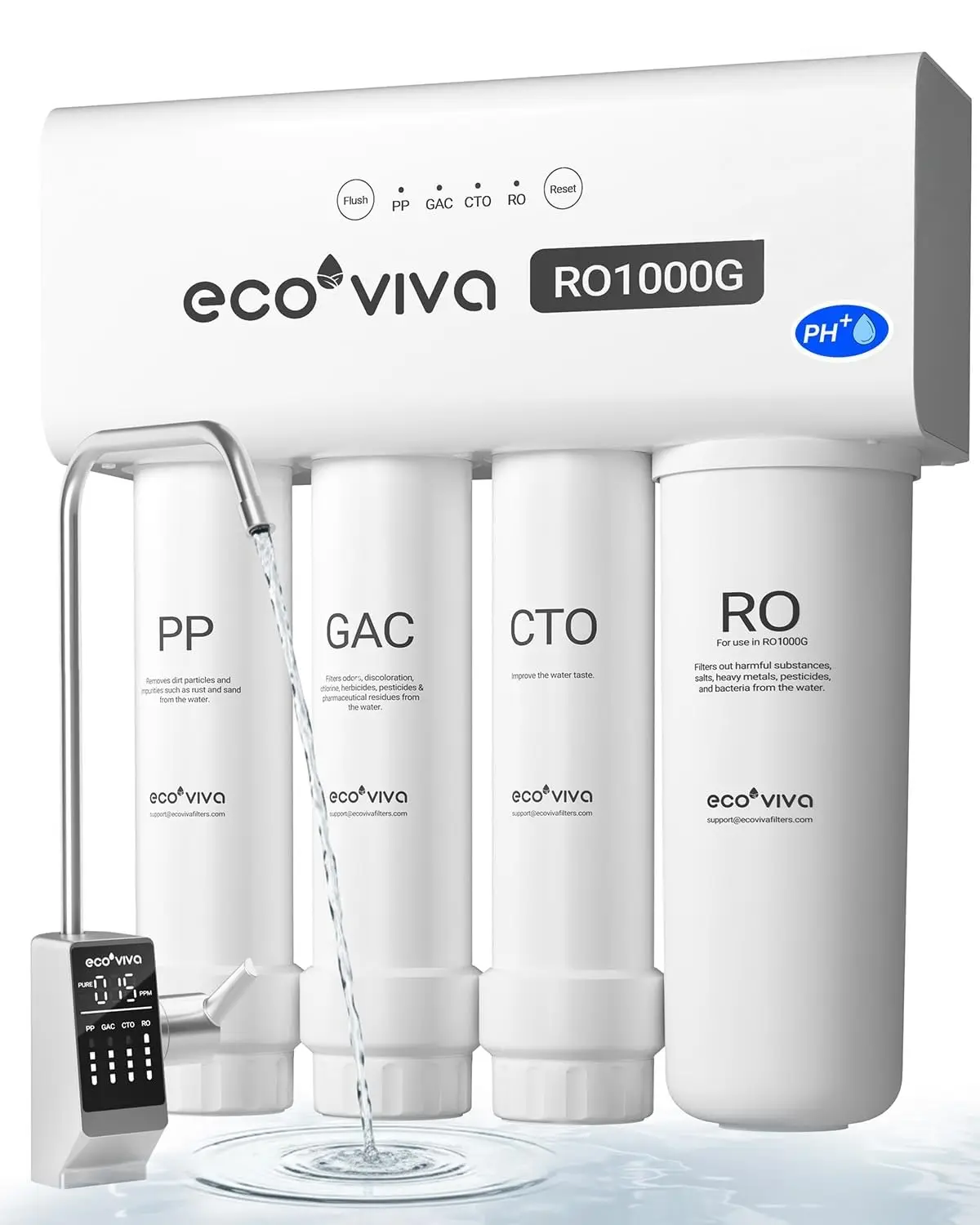 

1000GPD UnderSink Reverse Osmosis System, German Design, NSF/ANSI 58 61 372 Tankless 9-Stage 3:1 Pure to Drain, 10 Years Robust