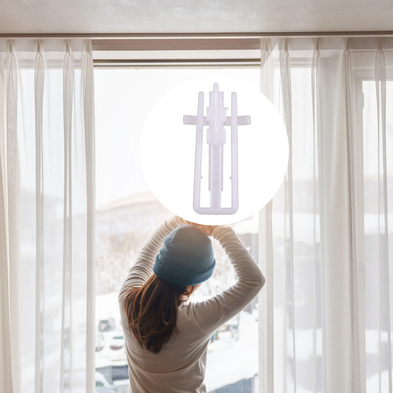 

20Pcs Adjustable Plastic Curtain Hooks White Pleat Hooks for Living Room Bedroom Flexible Height Window Curtain Accessories