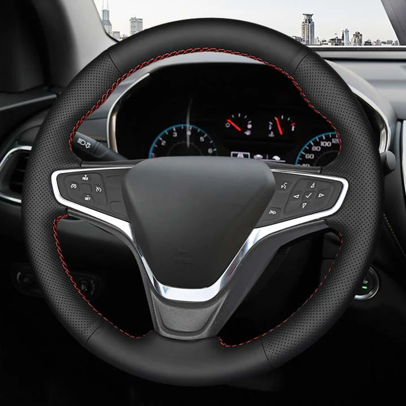 Customized Car Steering Wheel Cover Leather Braid For Chevrolet Malibu XL 2015-2019 Equinox 2017-2019 Opel Ampera-E 2017-2019