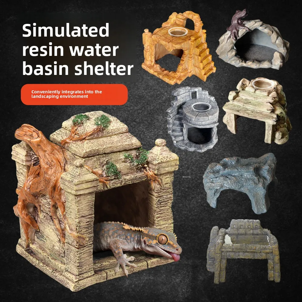 

NOMOY Resin Reptile Hide&Basking Platform-Multi-Function Cave and Sunbathing Dock for Turtles,Lizards,Aquarium&Terrarium Decor