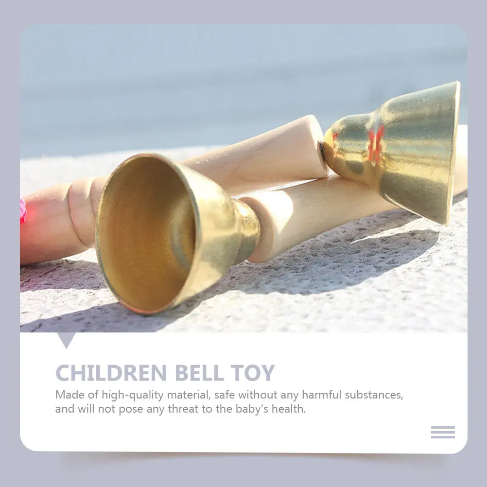 

4Pcs Wooden Bell Musical Learning Educational Kids Handheld Musical Bell Instruments Early Education Indoor Outdoor Play