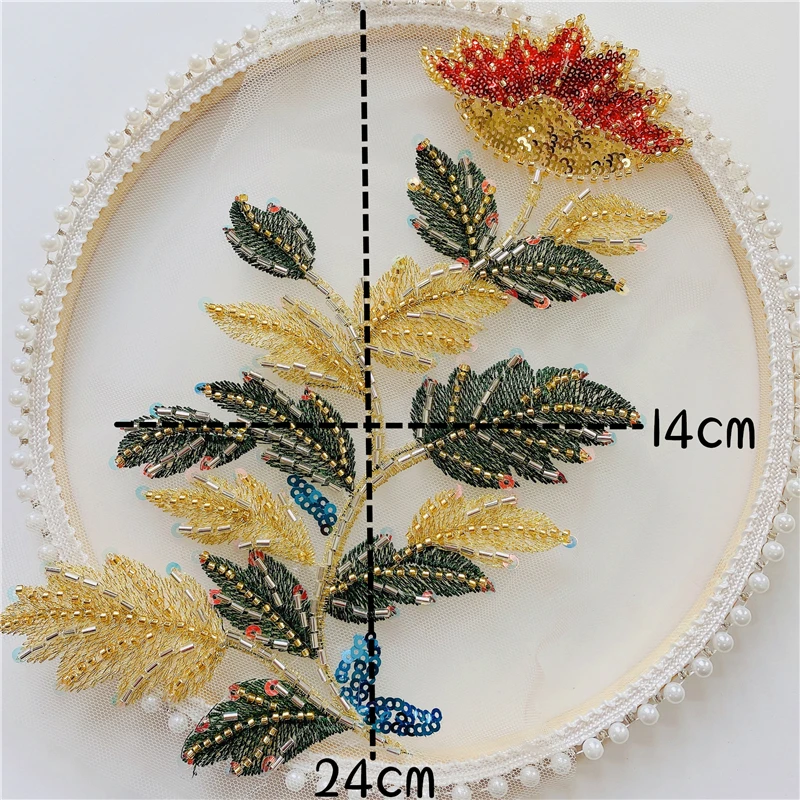 Bunte Perlenstickerei Phoenix Flower Applikation. Cheongsam Dekoration Spitzenaufnäher. Handgefertigtes DIY RS24616 – Detail 5