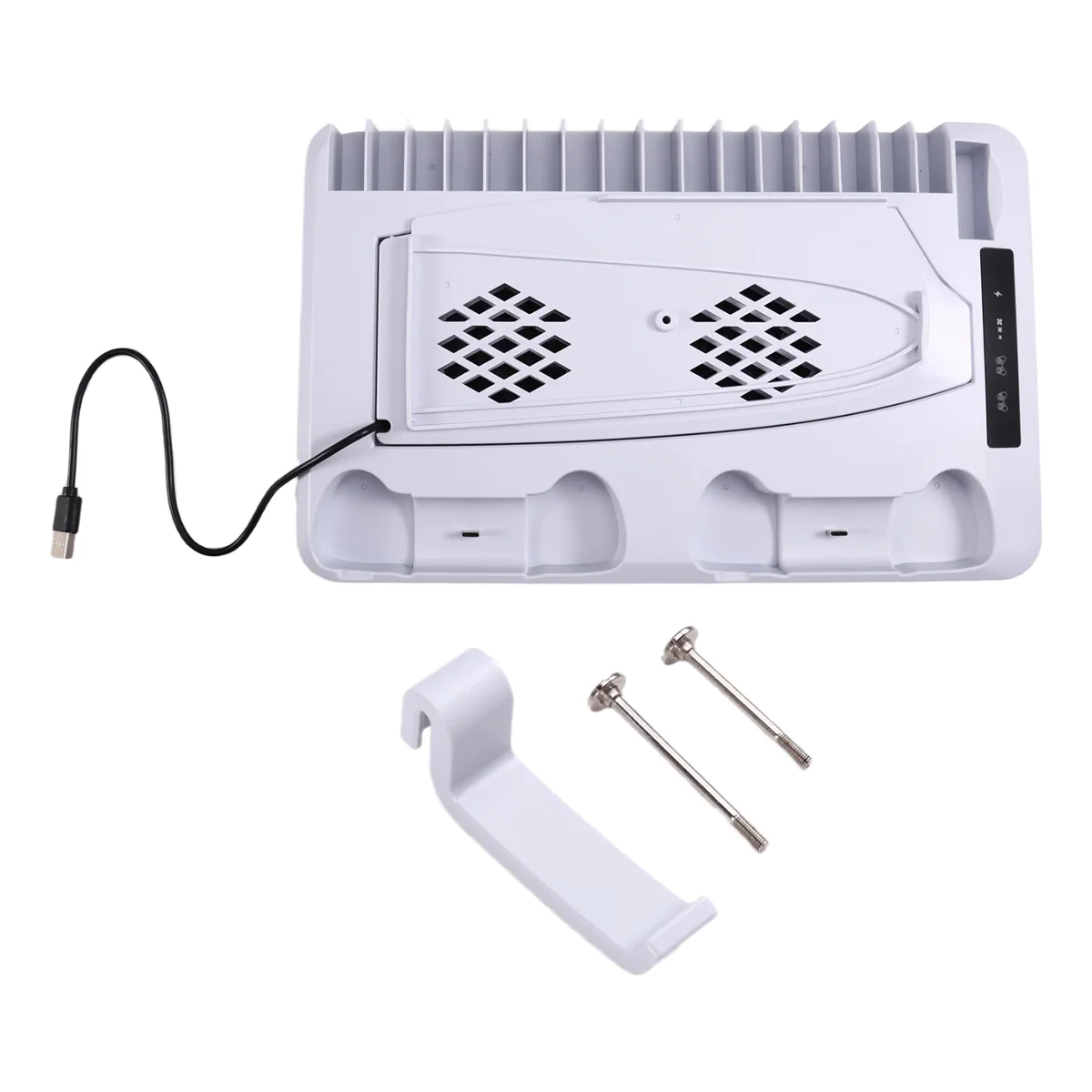 A002 RGB Cooling Base Gamepad Charging Stand for Console Holder Headset Hook Game CD Storage Rack for Disc & Digital