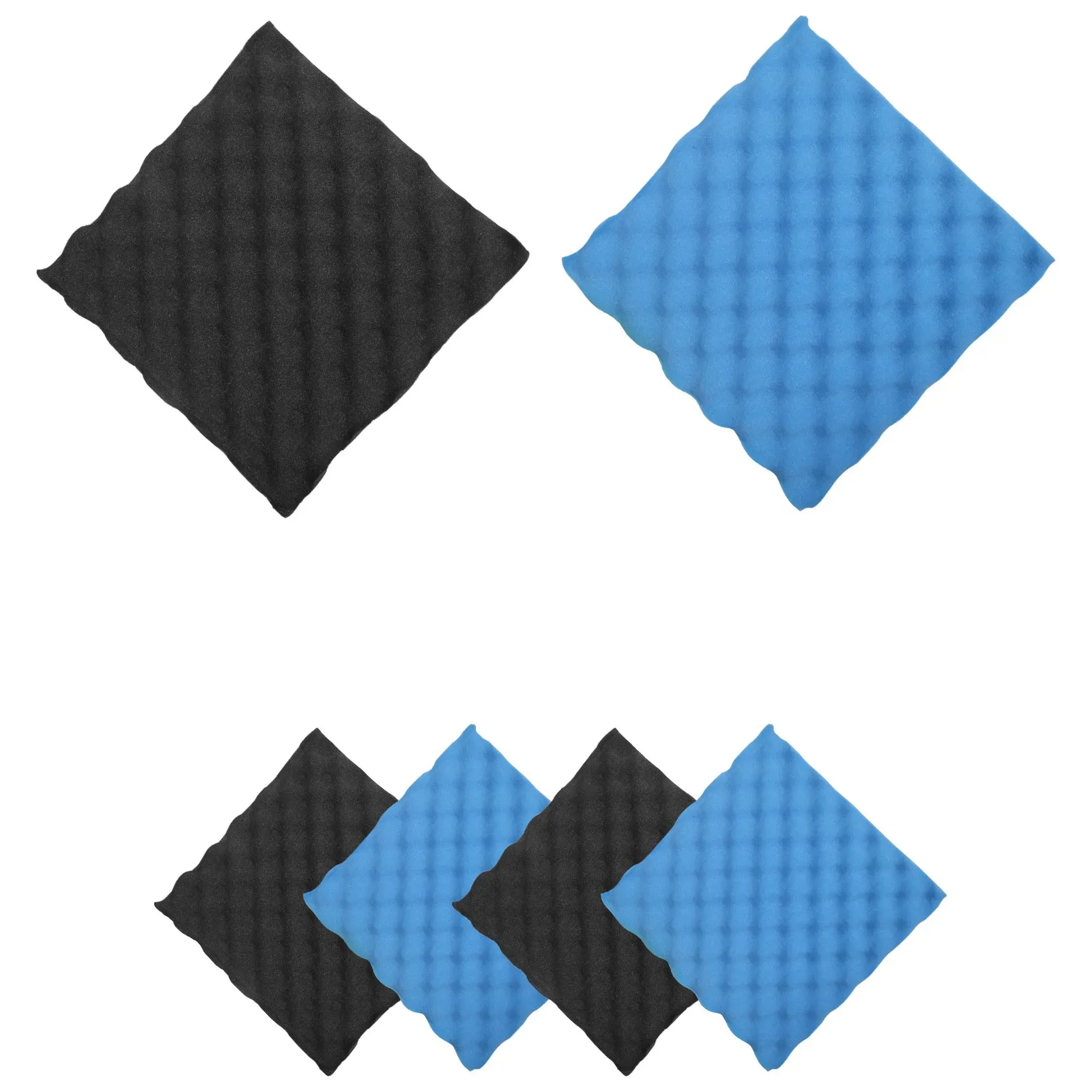 6 Pack Black + blue / Charcoal egg crate foam acoustic tiles soundproofing foam panels sound insulation soundproof foam padding