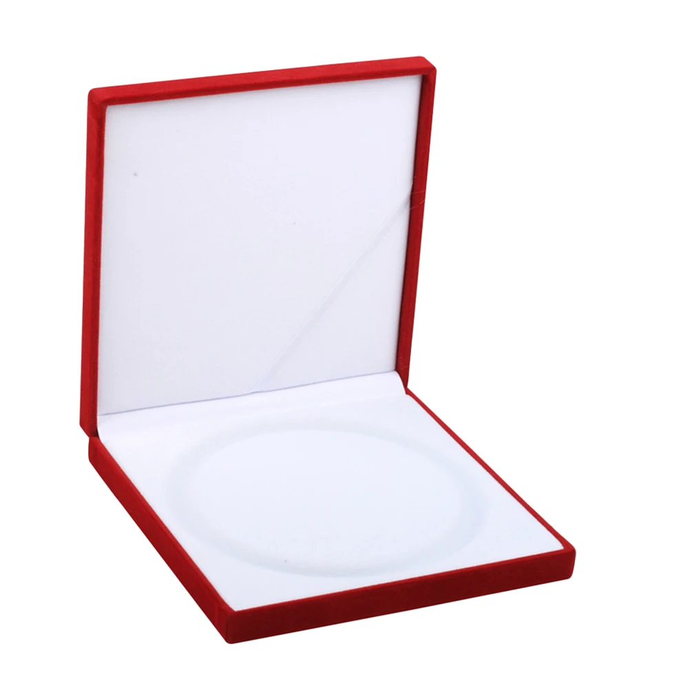 

Red Square Jewelry Gift Box Premium Flocking Necklace Storage Case Portable Jewelry Holder for Rings Necklaces Packing Case
