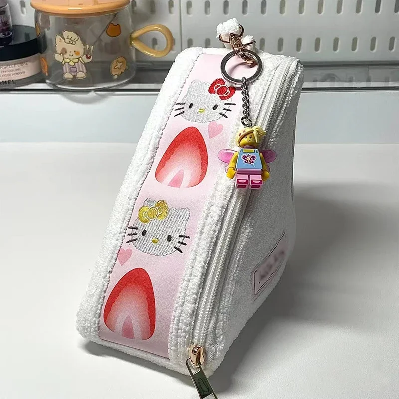 Kawaii New MINISO Hello Kitty Storage Bags Anime Sandwich Pencil Box Cute Student Coin Wallet Christmas Birthday Gift Girl