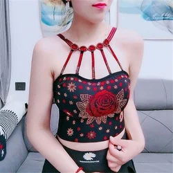 Diamond Rose Camisole Women Sling Tops Sexy Beauty Back Summer Clothes Feminine Outer Wear Net Red Halterneck Top Female Camis
