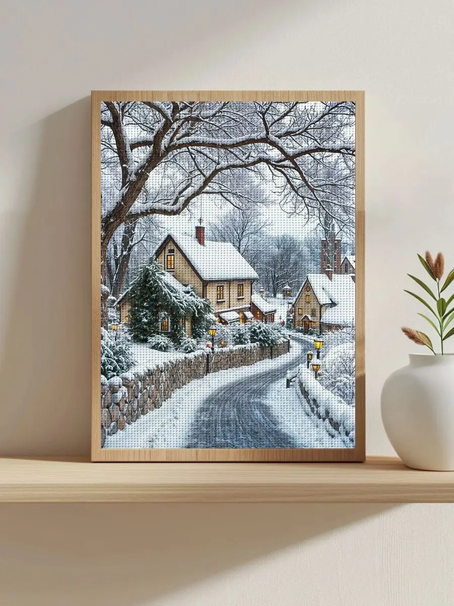 1 Stück 40x40 cm/15,74 Zoll Eule unter dem Mond Kreuzstich-Set DIY-Set 11CT/14CT Hängendes Gemälde als Geschenk Vollstickerei – Detail 10