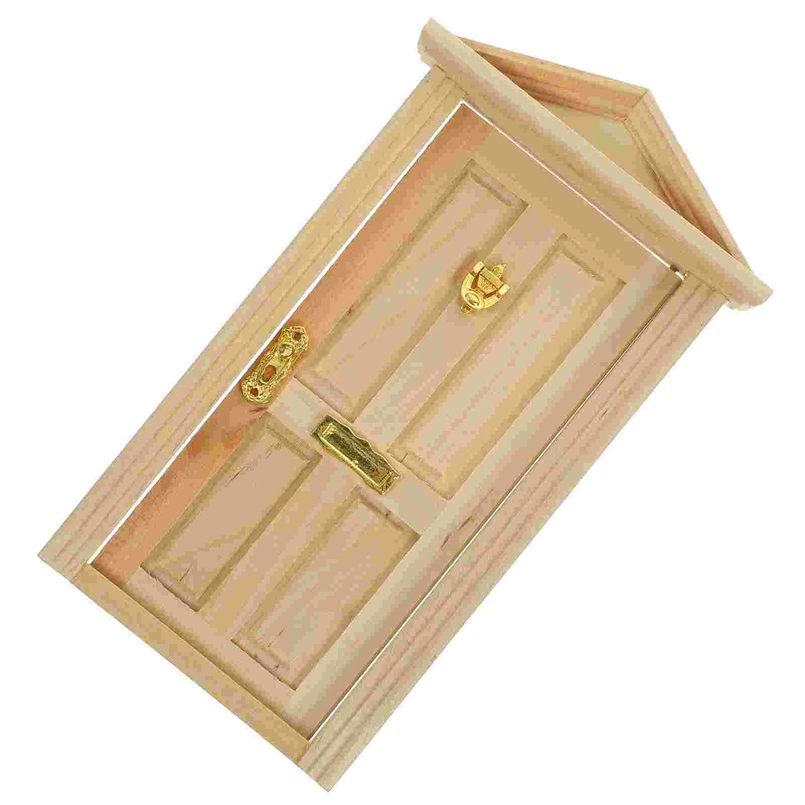 

Toy House Mini Wooden Door Window Fake Model Simulation Decors Gate Craft Child