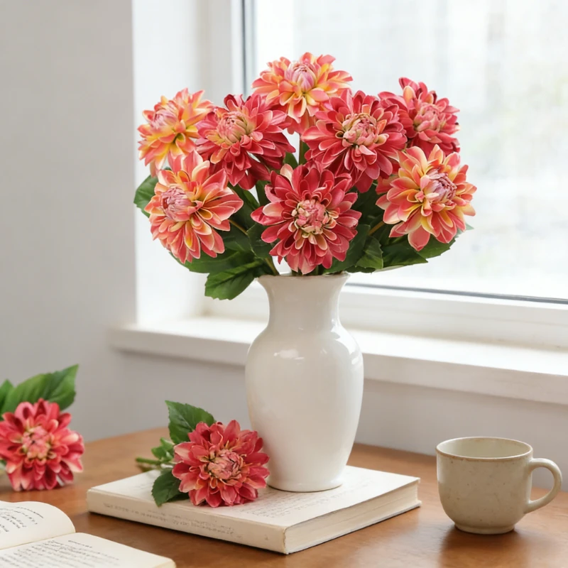 

12.6 Inches Artificial Dahlia Flower for Wedding Backdrop Home Hotel Mall Floral Decor Valentine Arrangement Photography Props