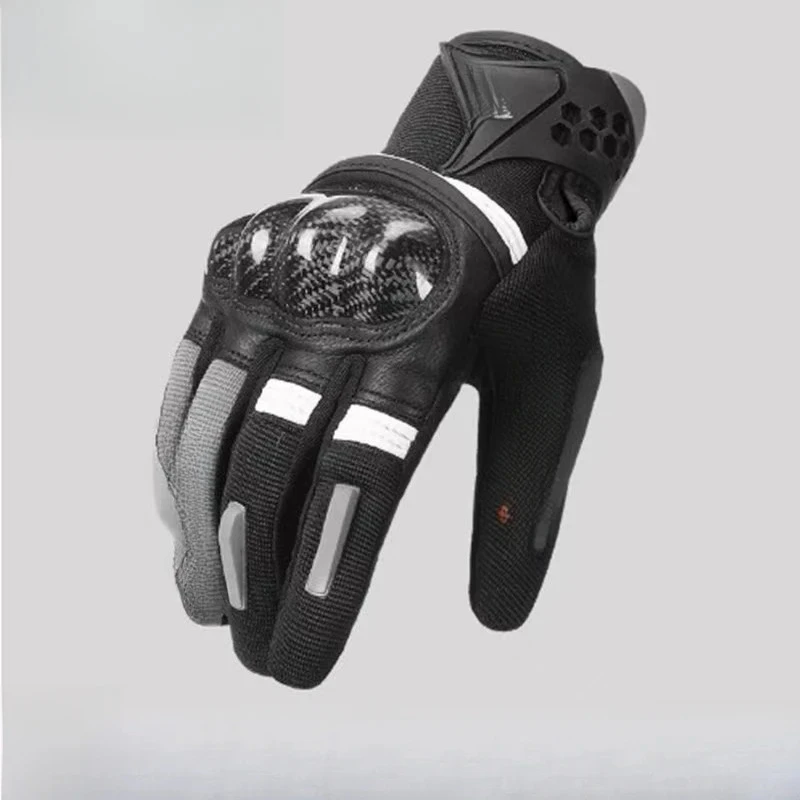 Gants de moto pour écran tactile, équipement d'équitation en Fiber de carbone, coupe-vent, Anti-chute, doigt complet, résistant à l'usure, protection