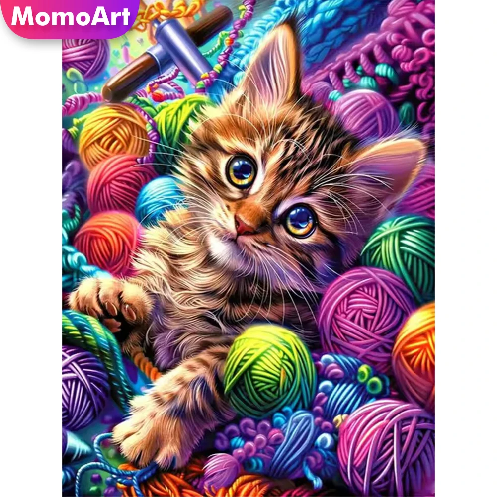 Momoart Diamant-Mosaik Katzen-Tiermuster für Erwachsene Anfänger Diamantmalerei Neuerscheinung DIY Stickerei Heimdekoration
