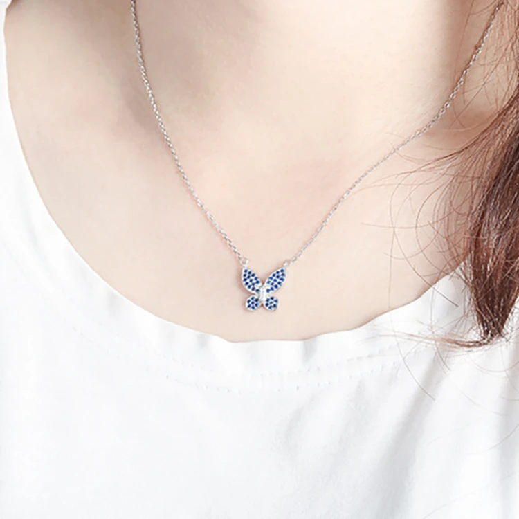 925 Sterling Silver Butterfly Sparkling Clavicle Chain Choker Necklace For Women Silver 925 Jewelry Gifts collares para mujer