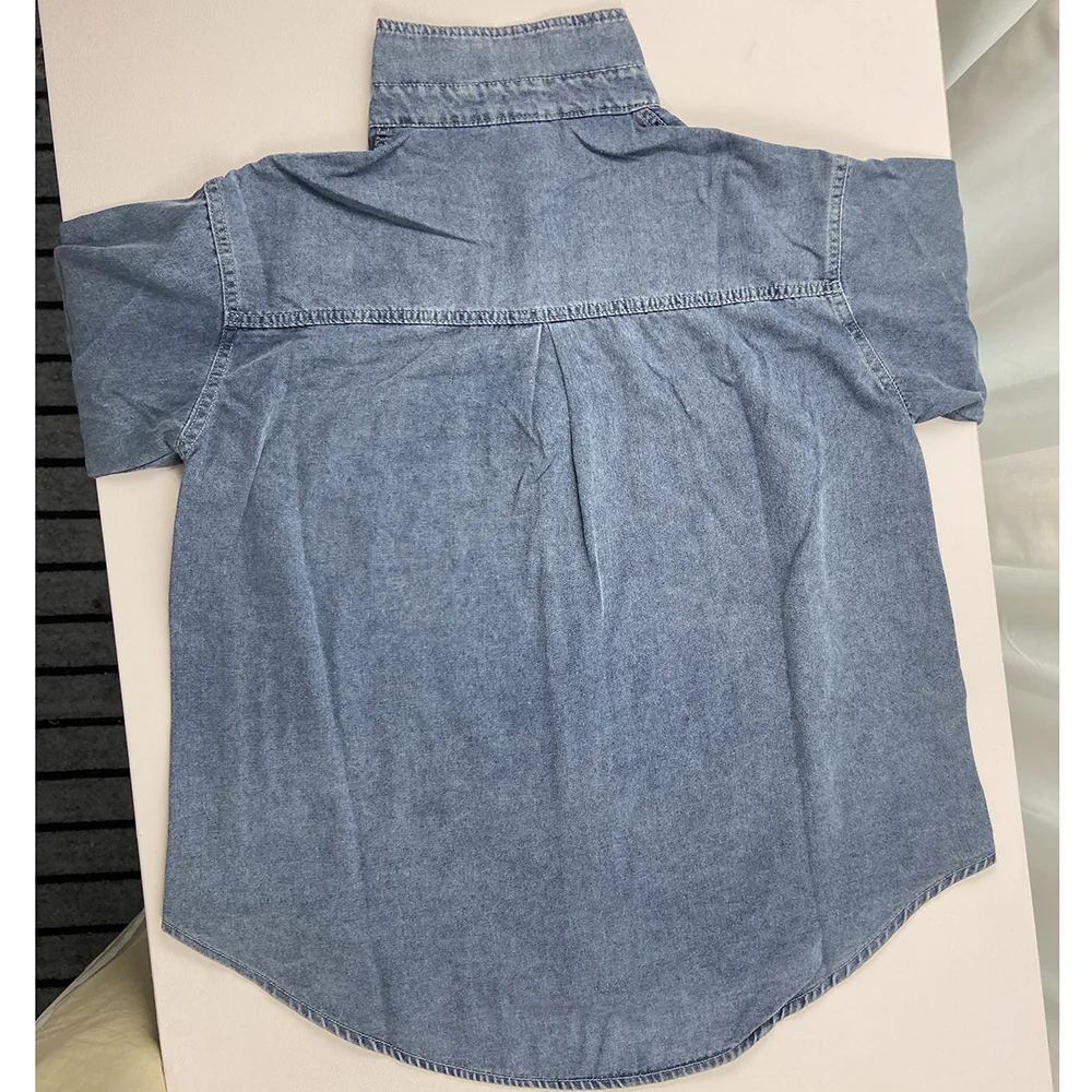 Oversize 85kg Loose Basic Jean Shirts Women Polo Collar Classical Denim Blouses 2023 Spring Fall Pocket Wash Blue Casual Blusas