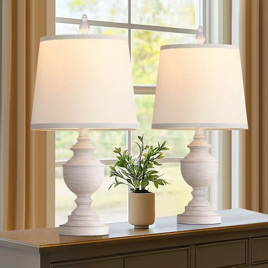레트로 테이블 램프 2개 세트 침실용 램프 러스틱 팜하우스 테이블 램프 거실용 22인치 빈티지 나이트스탠드 램프