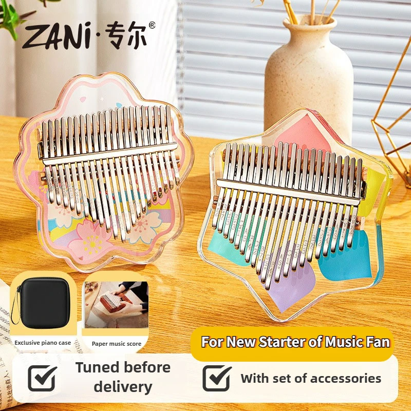 

ZANI Thumb Piano Crystal Transparent Kalimba 17/21-tones Finger Piano Children's Students Easy To Learn Musical Instruments