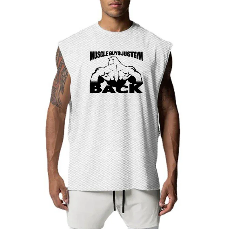 

Oversized Running Vests Mens Summer Mesh Sports Quick-drying Bodybuilding Fitness O-neck Cut Off Casual Mesh Gym Tank Top